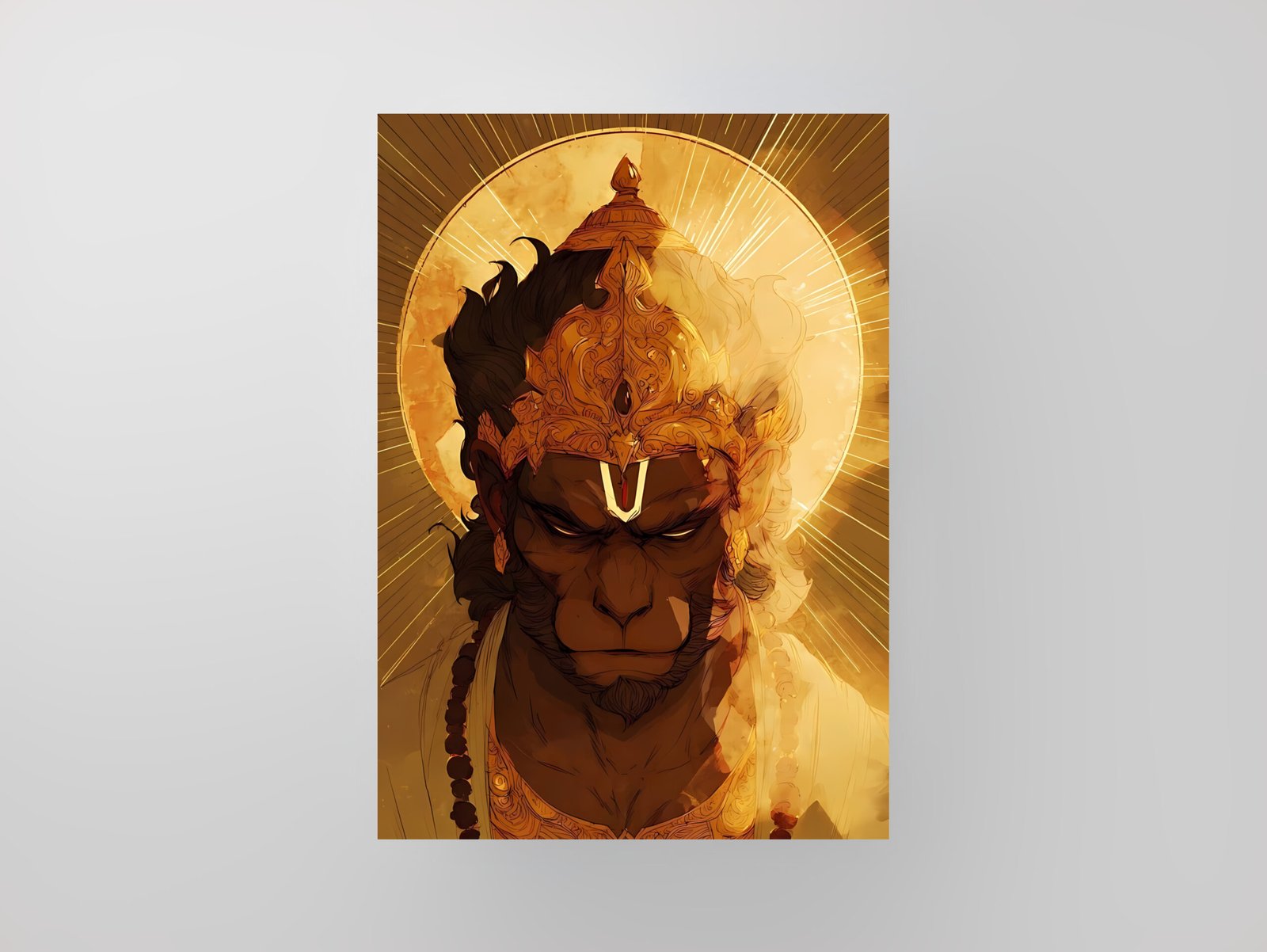 Lord Hanuman | Golden Radiance Art Poster