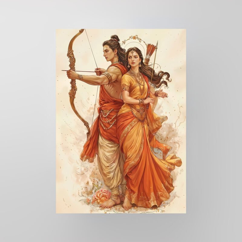 Rama and Sita | The Eternal Bond | Divine Archer Art Poster