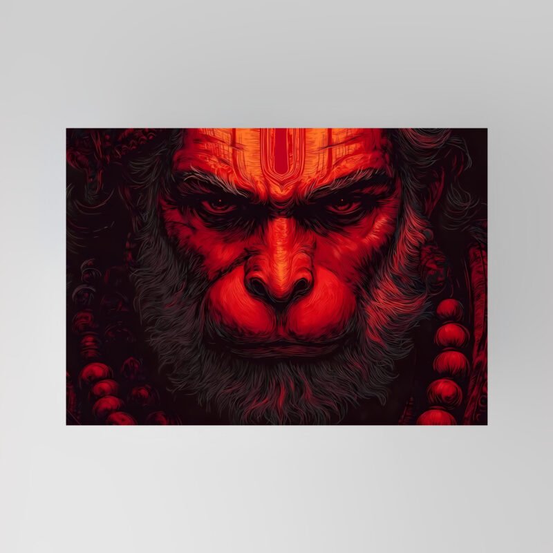 Hanuman | Intense Red Portrait | Art Poster