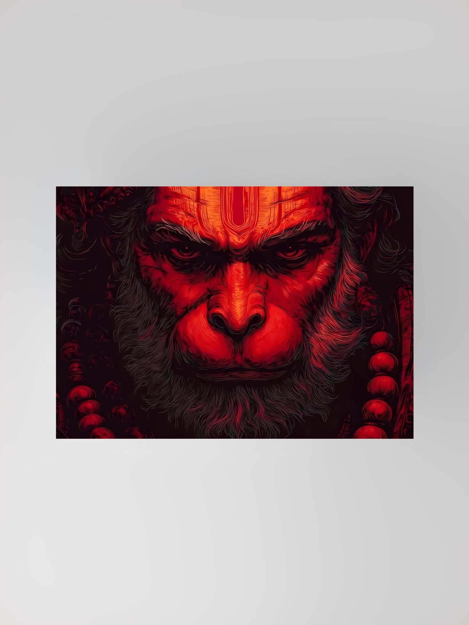 Hanuman | Intense Red Portrait | Art Poster