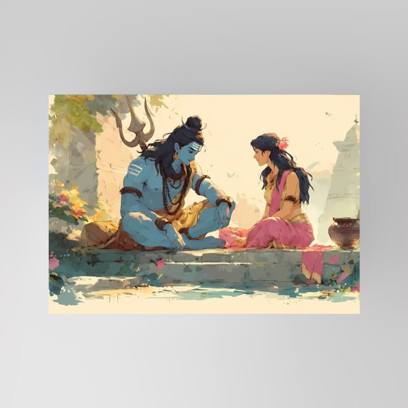 Shiva & Parvati | Devotional Art Poster