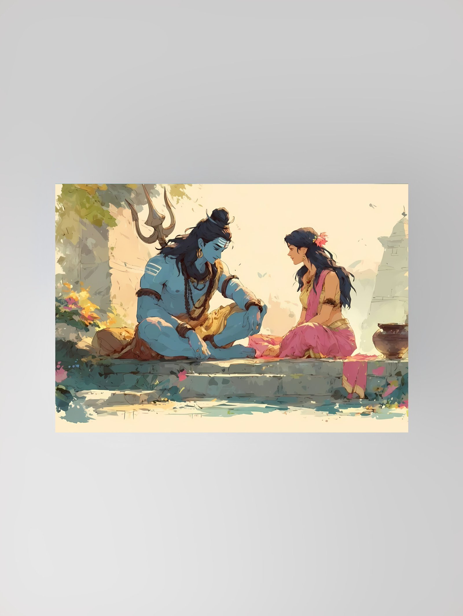 Shiva & Parvati | Devotional Art Poster