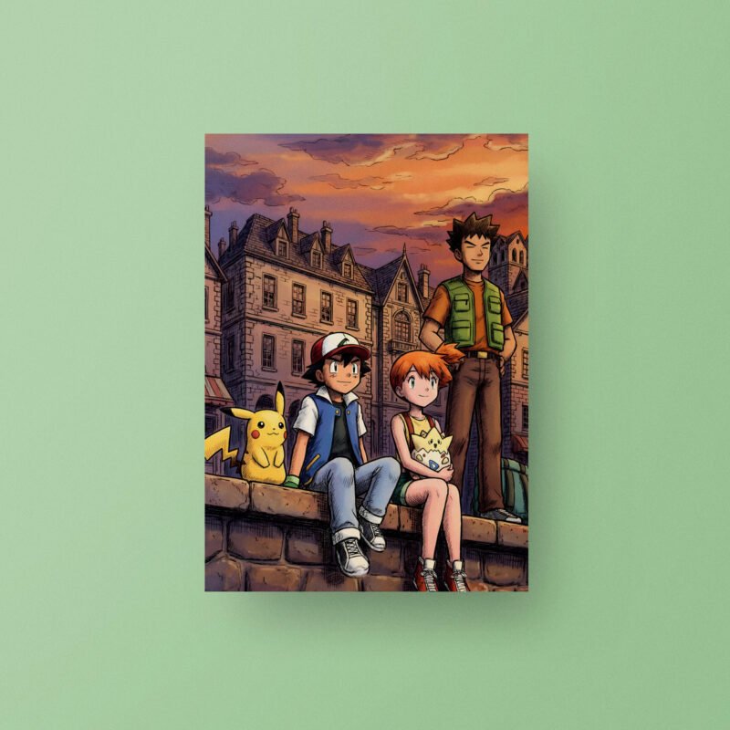 Ash, Misty & Brock | Pokémon | Anime Art Poster