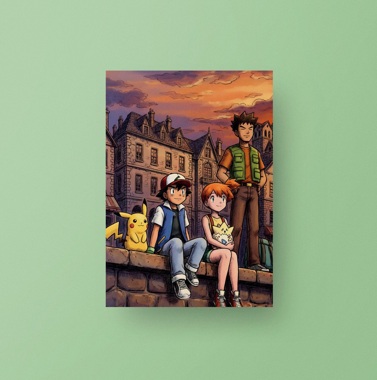 Ash, Misty & Brock | Pokémon | Anime Art Poster