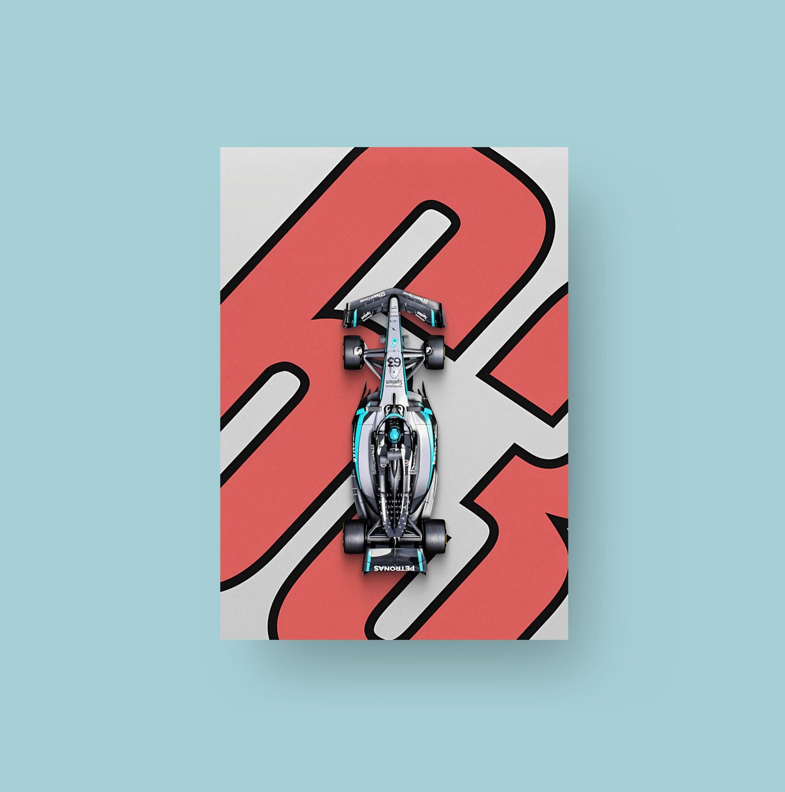 George Russell #63 | Mercedes-AMG F1 | Red Art Poster