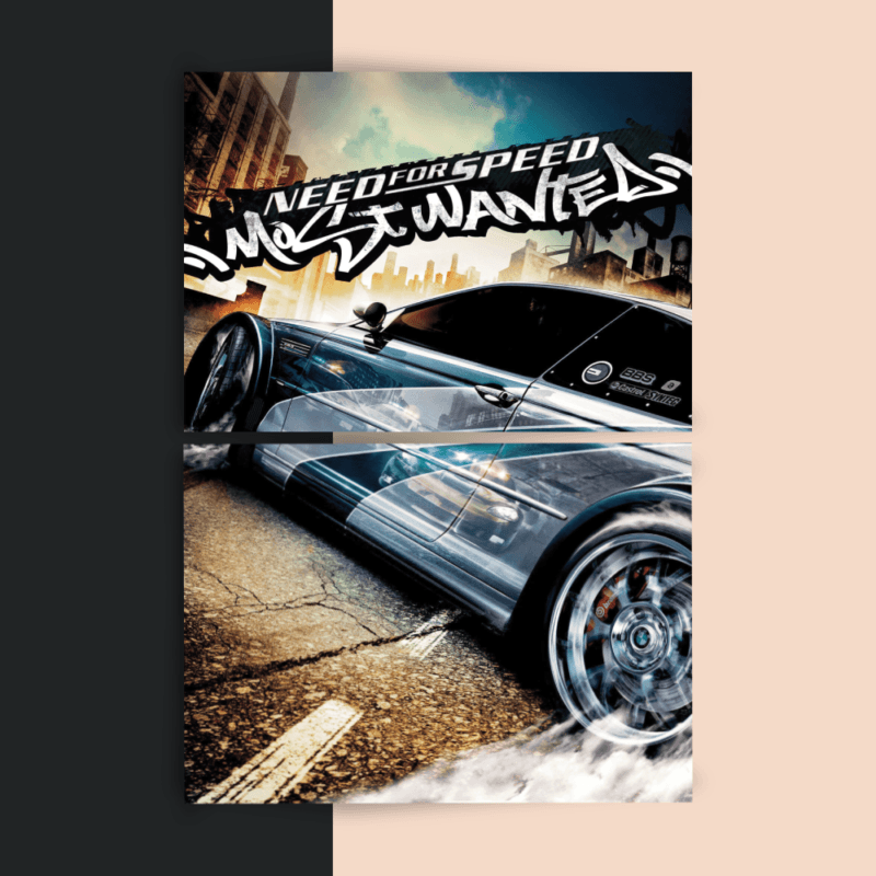 BMW M3 GTR | Need for Speed: Most Wanted (2005) | Split Poster | 2 Panel Set