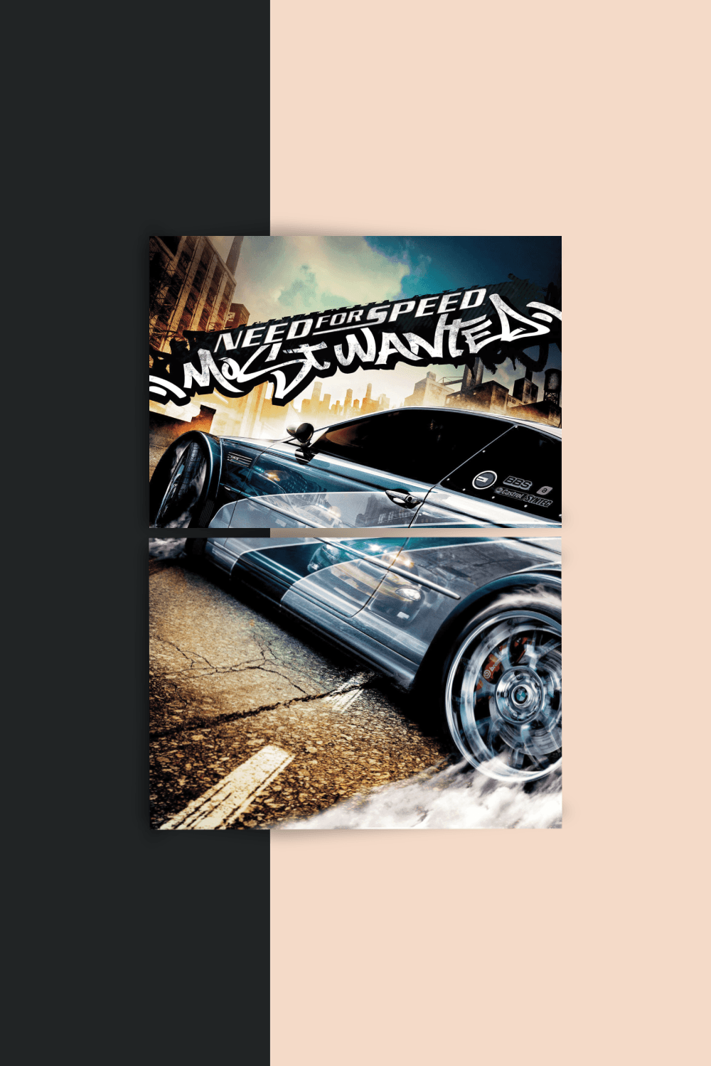 BMW M3 GTR | Need for Speed: Most Wanted (2005) | Split Poster | 2 Panel Set