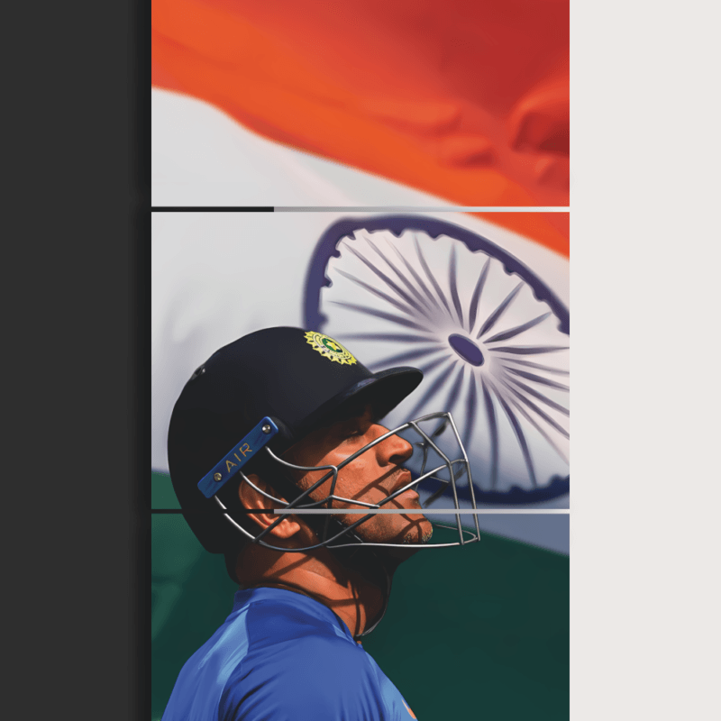 MS Dhoni | Indian Cricket | Split Poster | 3 Panel Set