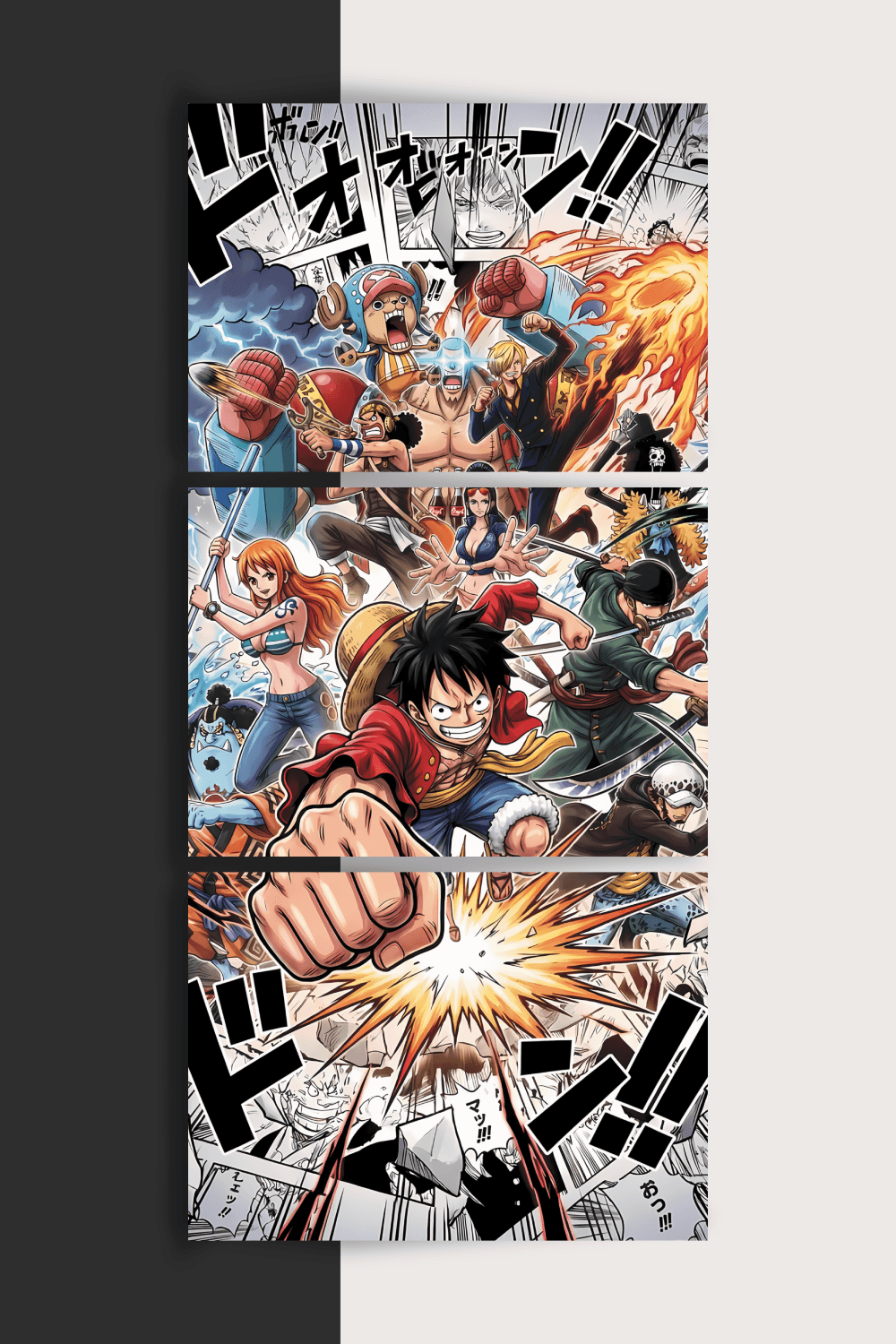 One Piece | Straw Hat Crew | Split Poster | 3 Piece Set