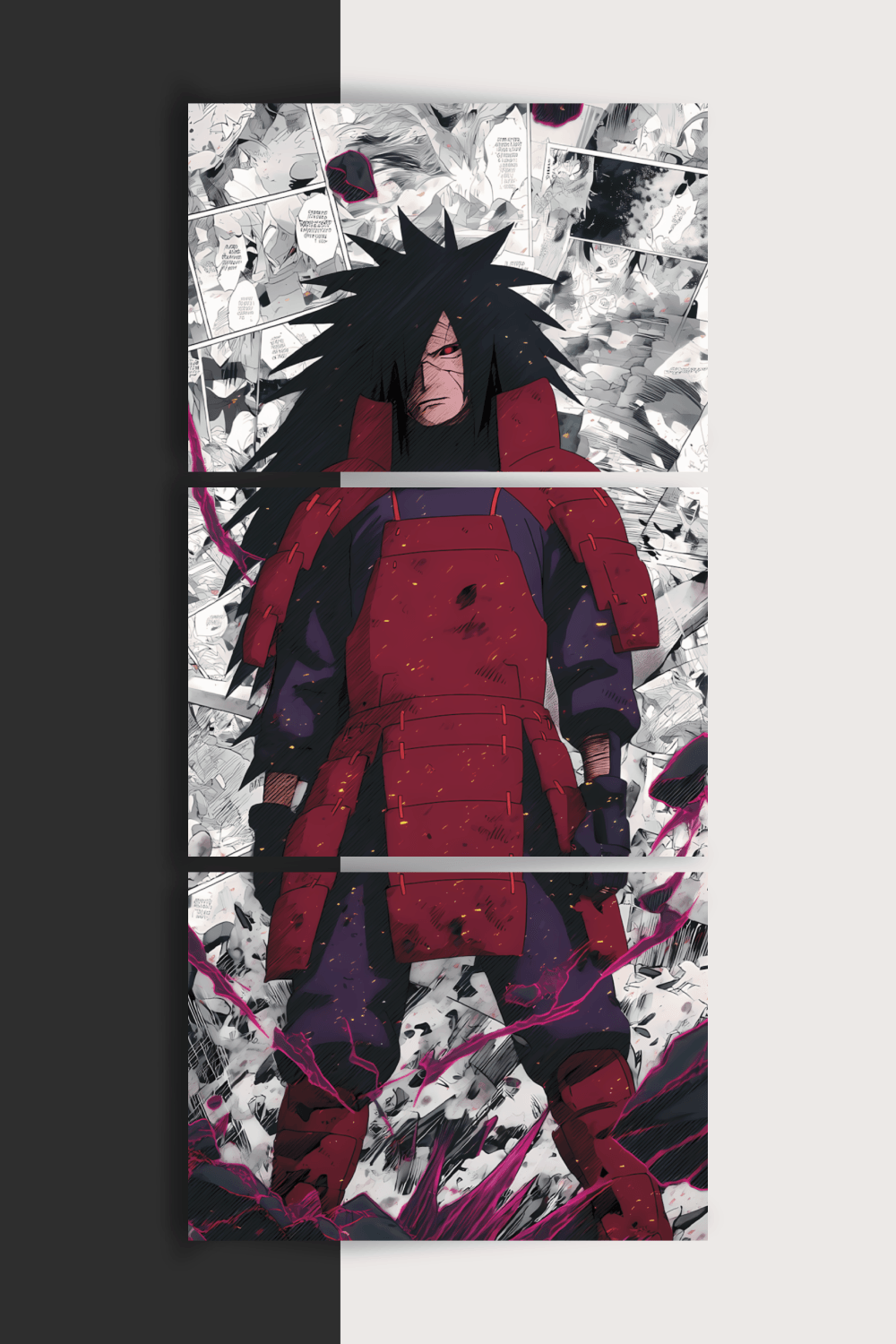 Madara Uchiha | Naruto Shippuden | Split Poster | 3 Panel Set